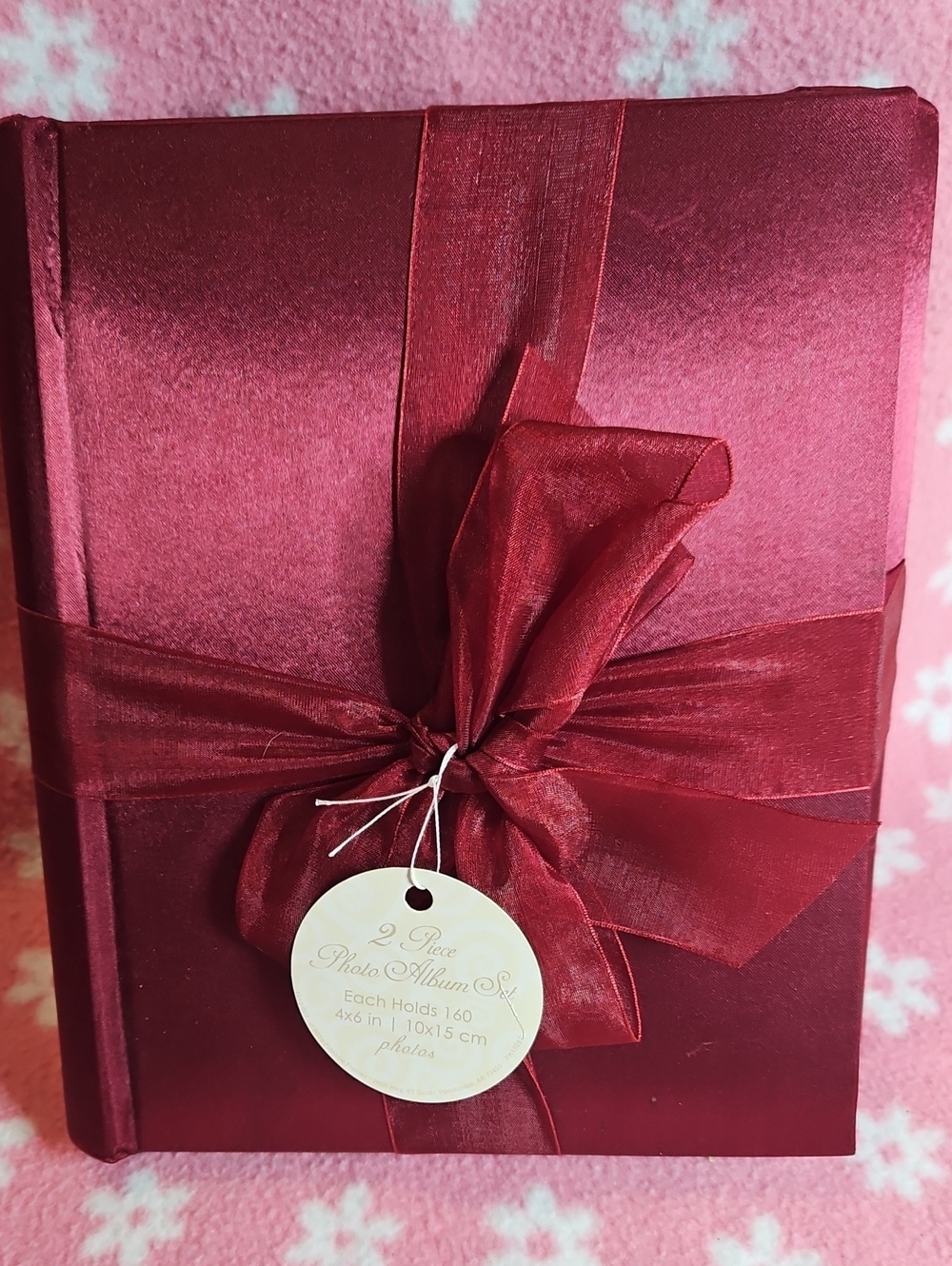 Photo Album Gift Set in Deep Red - Elegant Wrapped Album